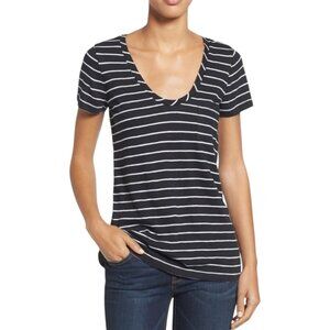 Caslon Black and white striped U Neck T Shirt M